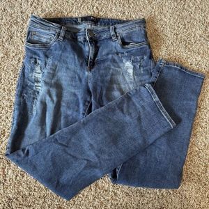 Kut From The Kloth Straight Leg Jeans Women Size 10‎ Distressed Medium Wash
